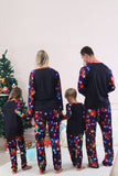 Lumières bleu marine arbre imprimé famille ensembles de pyjamas de Noël assortis
