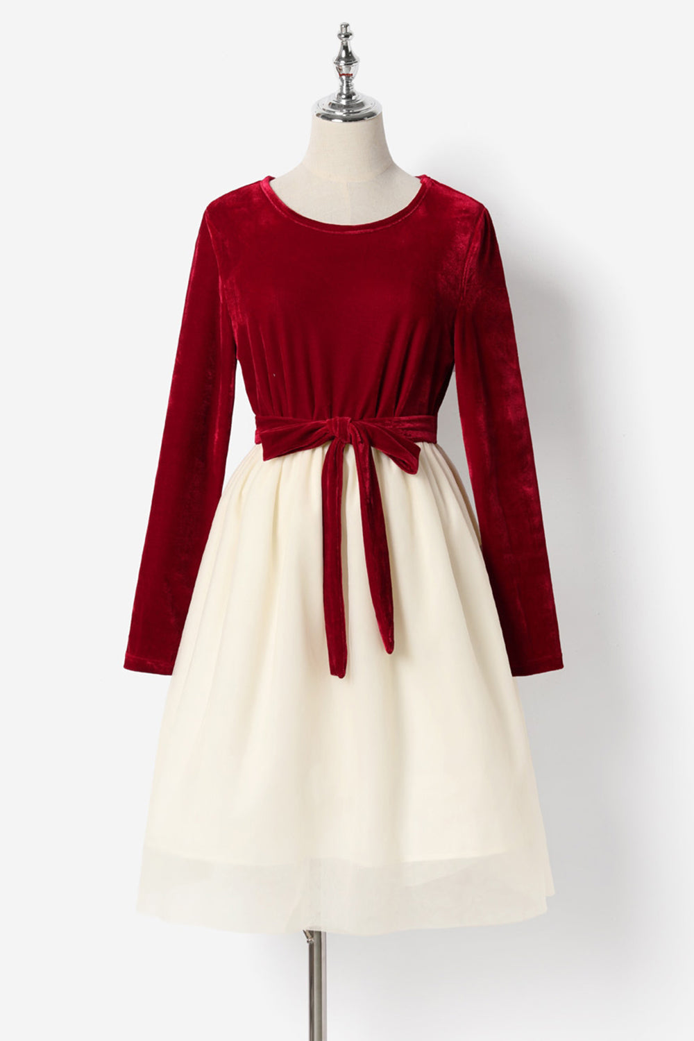 Robe de famille à carreaux rouges à manches longues