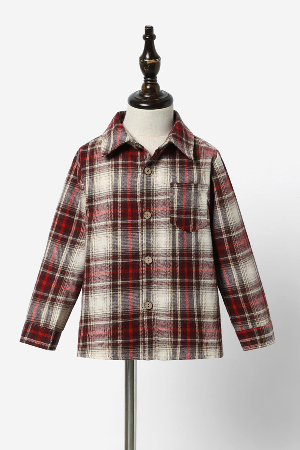Robe de famille à carreaux rouges à manches longues