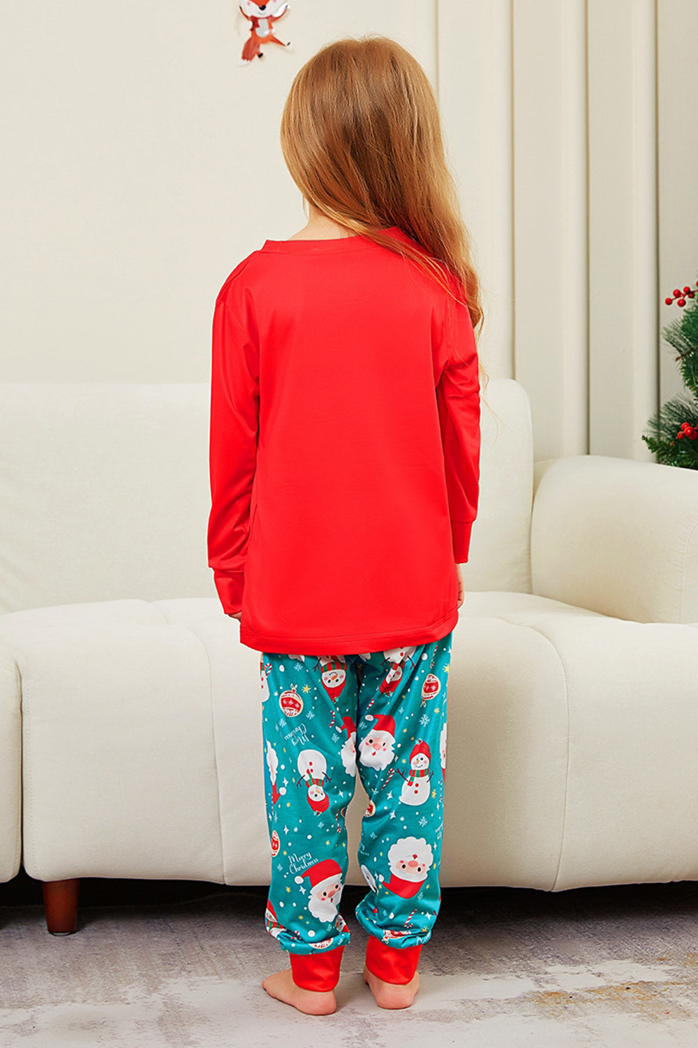 Pyjama assorti familial à imprimé Joyeux Noël rouge
