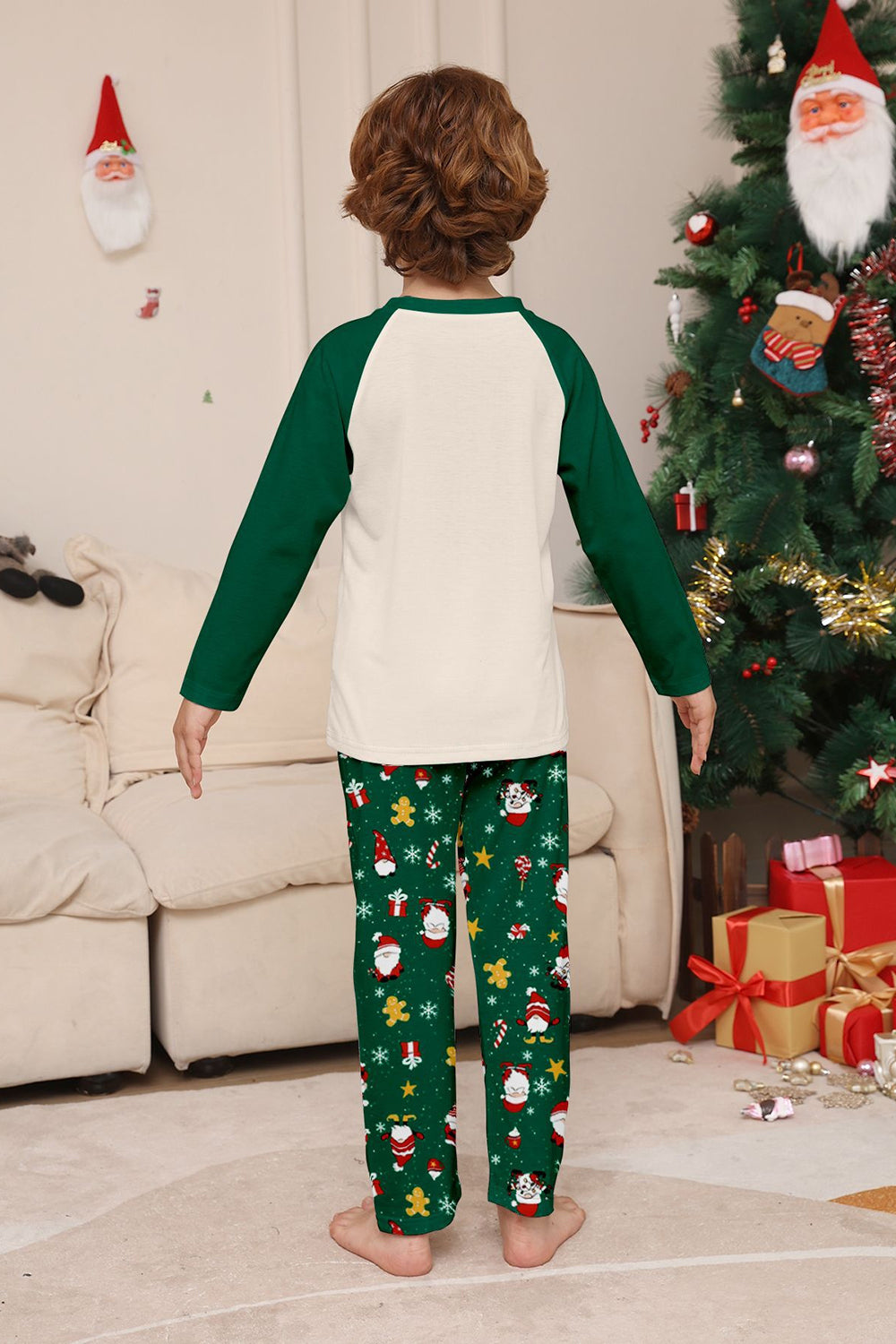 Vert foncé Noël imprimé Père Noël famille pyjama assorti
