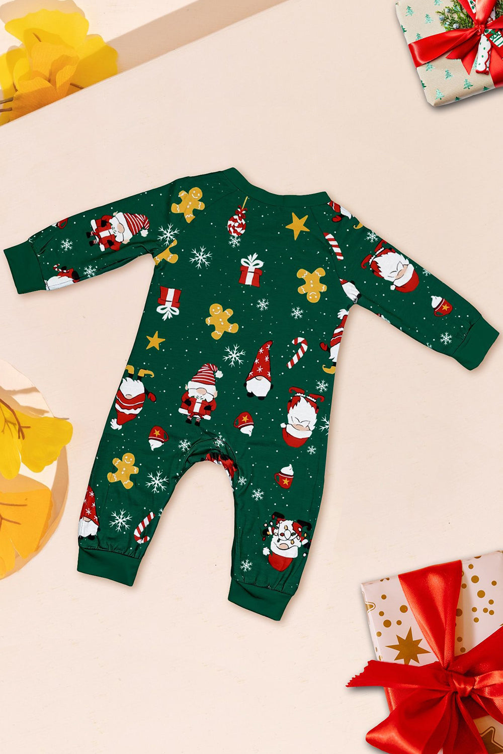 Vert foncé Noël imprimé Père Noël famille pyjama assorti