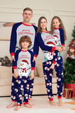 Pyjama assorti familial imprimé bonhomme de neige bleu gris