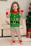 Ensemble de pyjama assorti familial de Noël imprimé rayures horizontales vertes