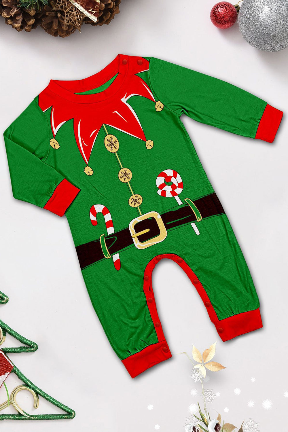 Ensemble de pyjama assorti familial de Noël imprimé rayures horizontales vertes