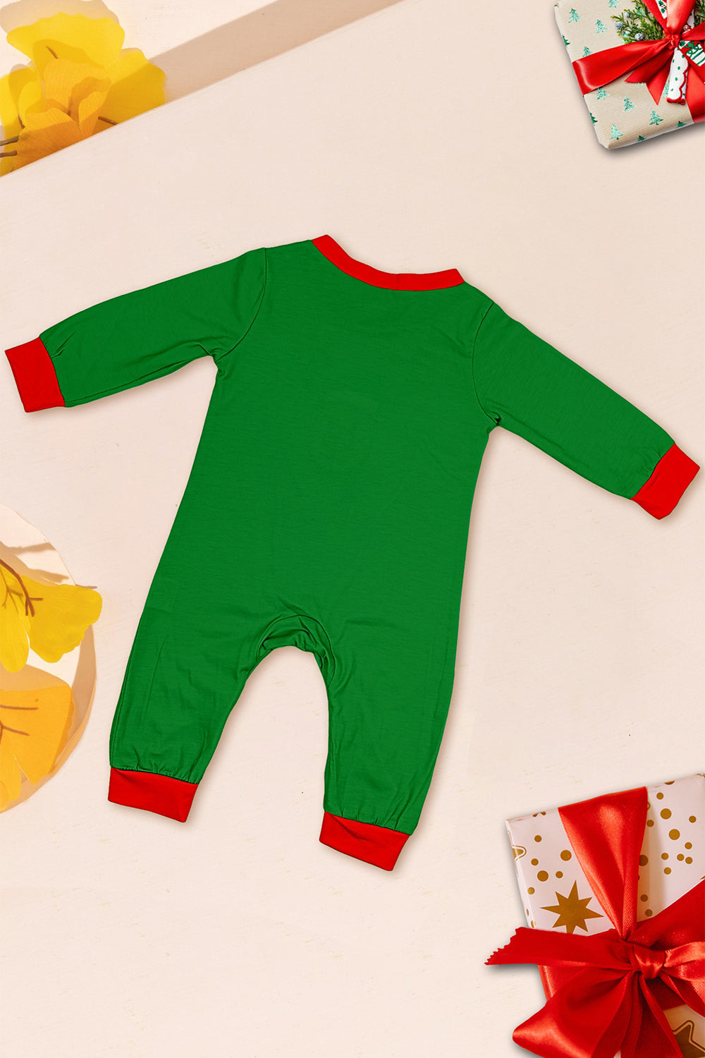Ensemble de pyjama assorti familial de Noël imprimé rayures horizontales vertes