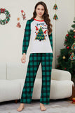 Vert Joyeux Noël Plaid Imprimé Famille Pyjama Assorti