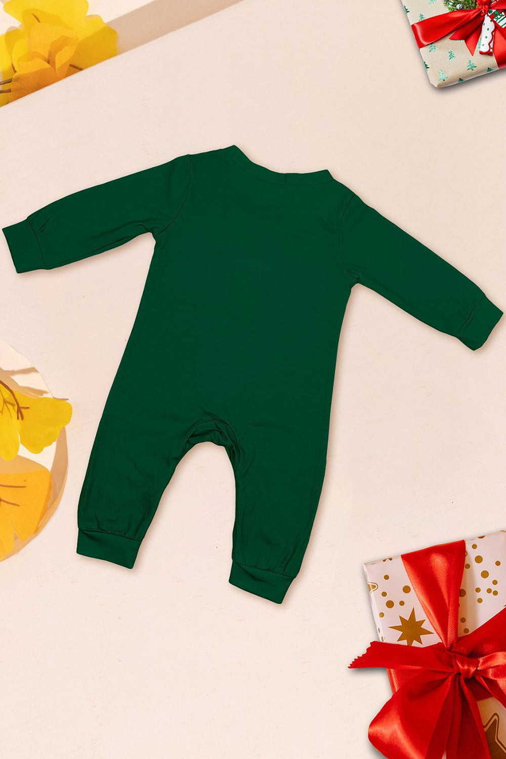 Vert bleu arbre imprimé à manches longues Noël famille pyjama assorti