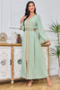 Charger l&#39;image dans la galerie, Vert clair brodé soirée Abaya musulman Maxi robe caftan longues Robes