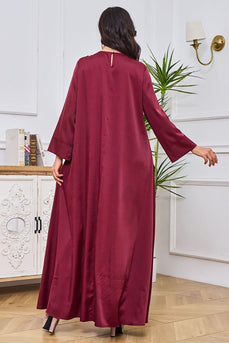 Robe Abaya élégante en caftan marocain brodé bordeaux