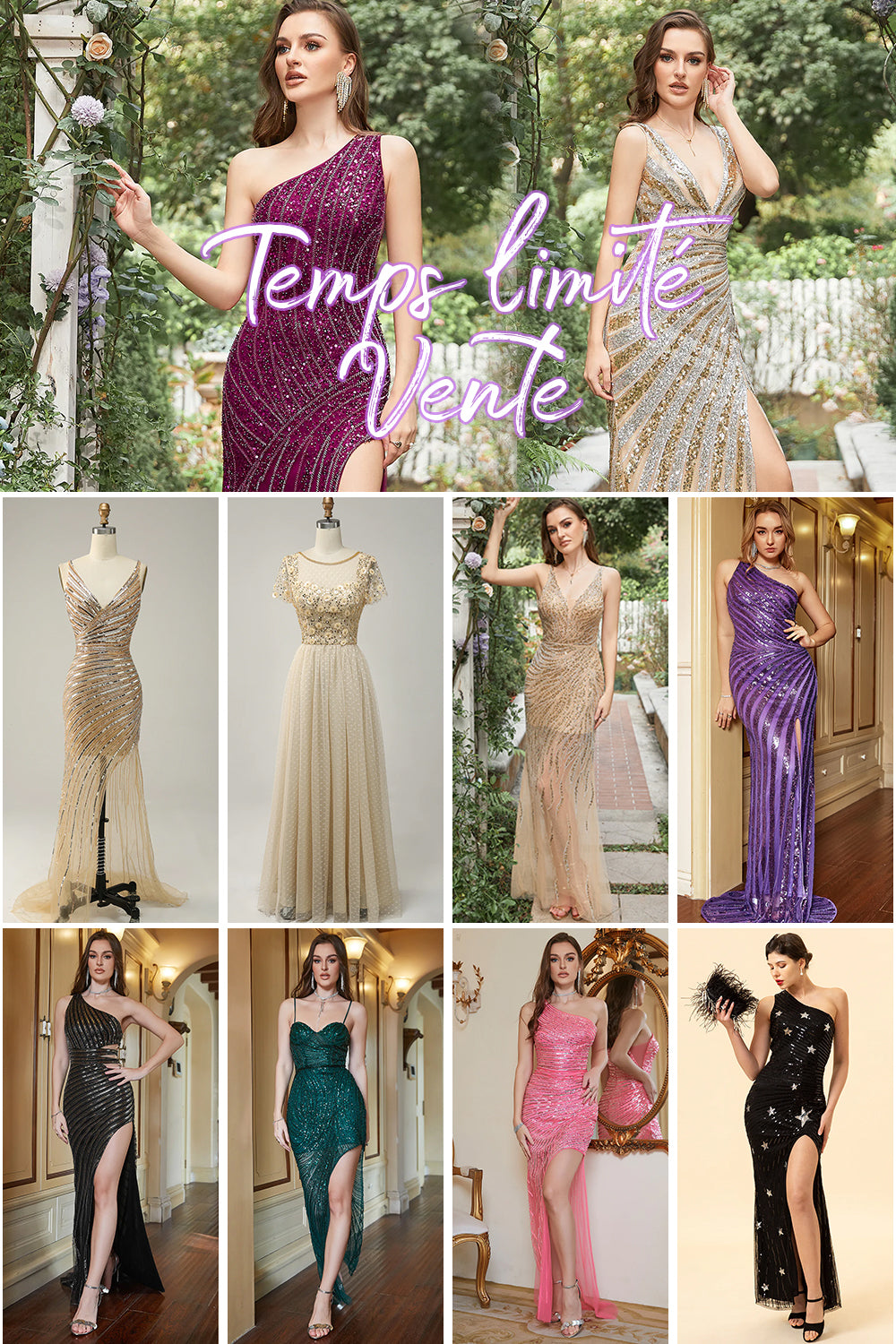 Vente limitée dans le temps pour robe de soirée perlée (1 pc - Style et couleur aléatoires)