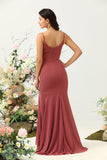 Desert Rose Spaghetti Straps Mermaid Open Back Bridesmaid Robe de demoiselle d’honneur