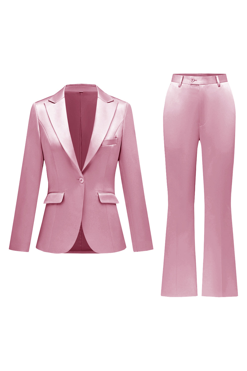 Gris rose pic revers satin slim fit femmes costumes