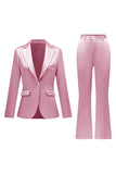 Gris rose pic revers satin slim fit femmes costumes