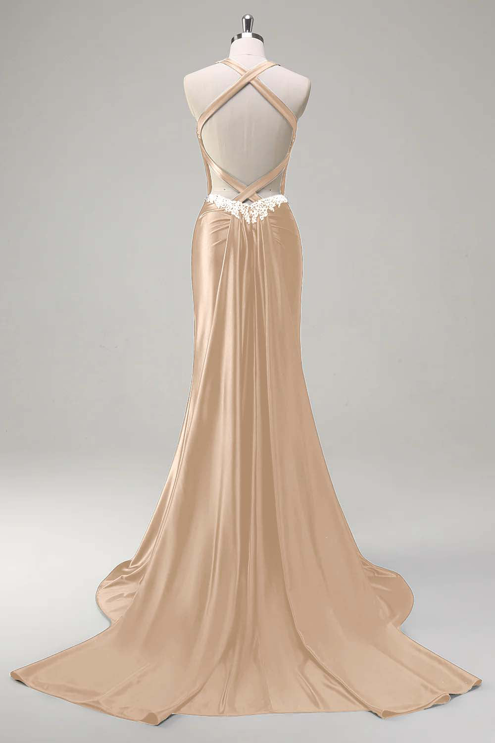 Robe de soirée scintillante vert foncé sirène dos nu corset à paillettes