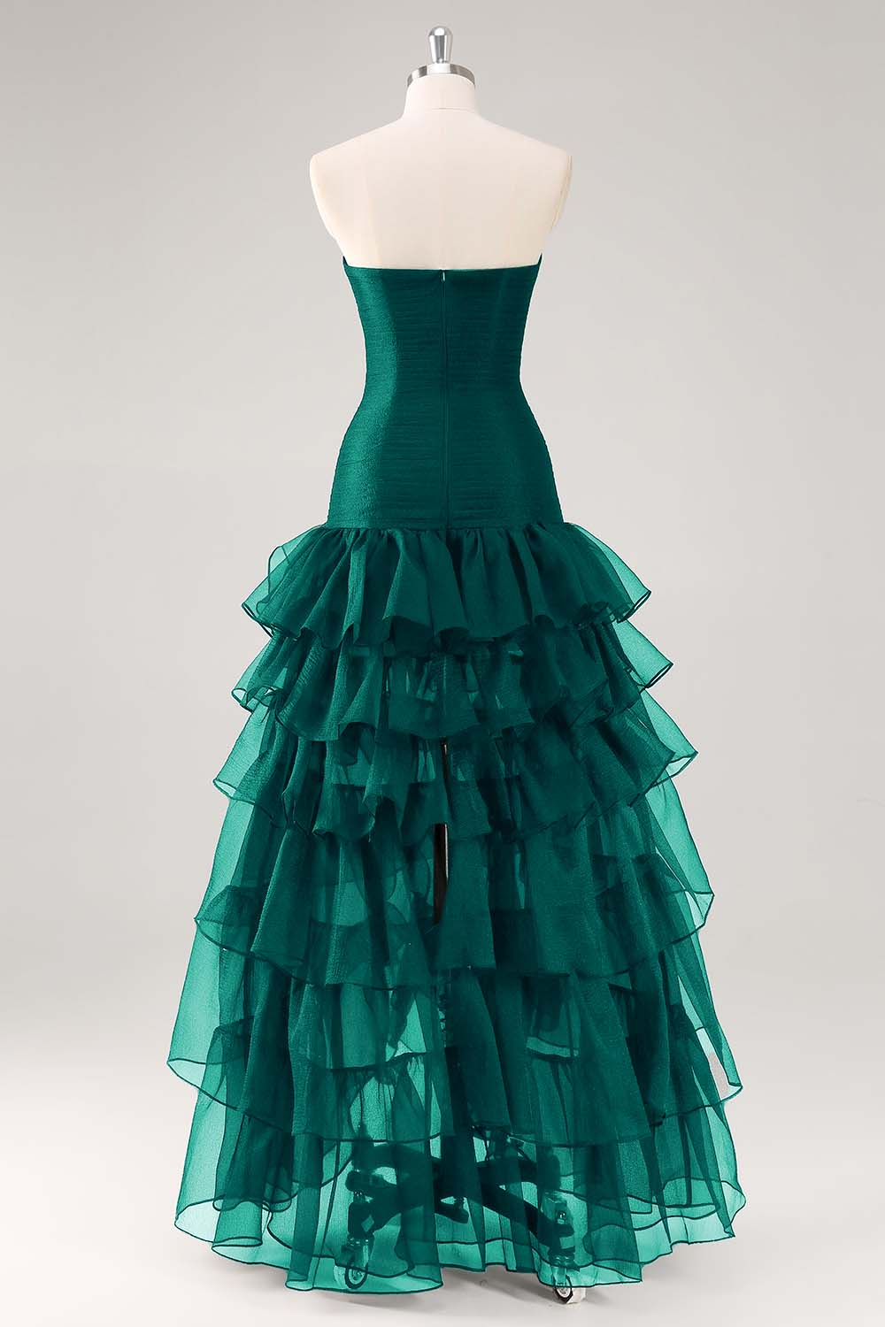 Robe formelle à volants en tulle sans bretelles noir