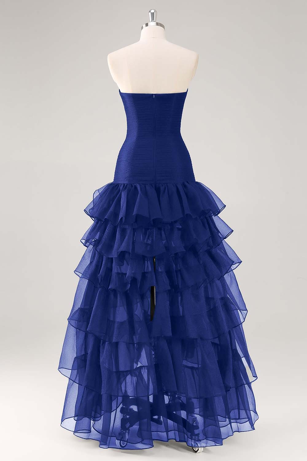 Robe formelle à volants en tulle sans bretelles noir