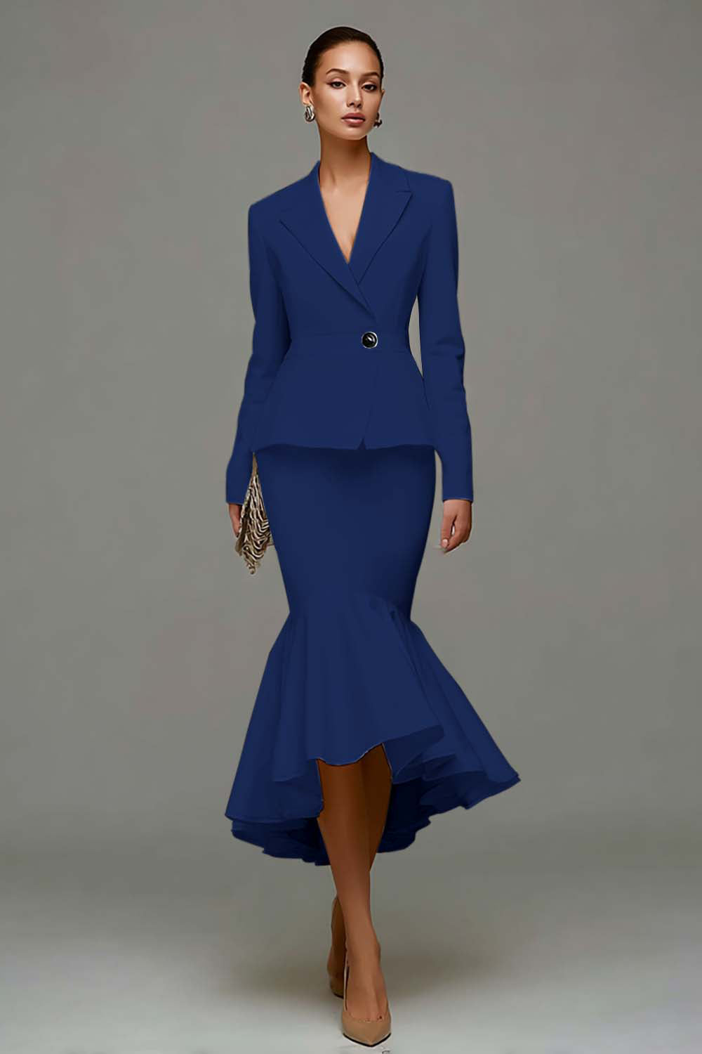 Sirène Robe de travail midi à revers en pointe ivoire