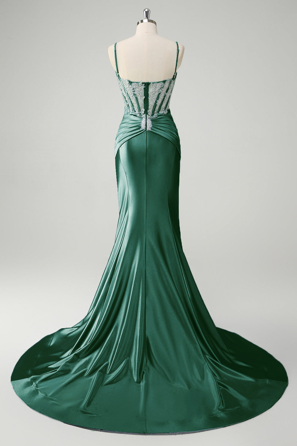 Sirène bleue spaghetti bretelles corset robe de Soirée appliquée