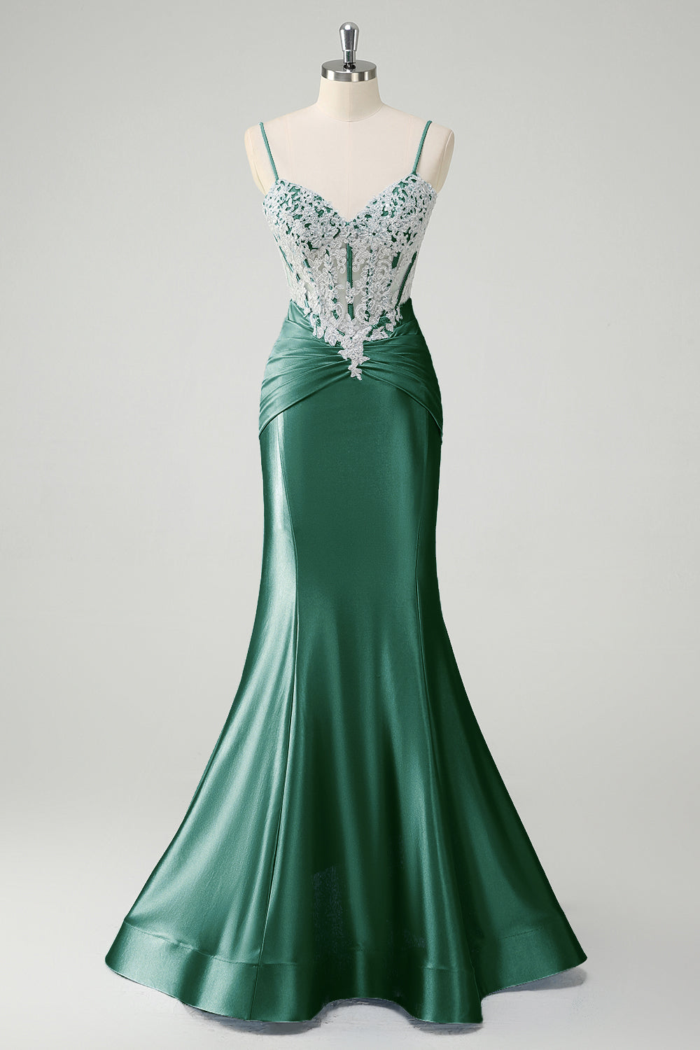 Sirène bleue spaghetti bretelles corset robe de Soirée appliquée