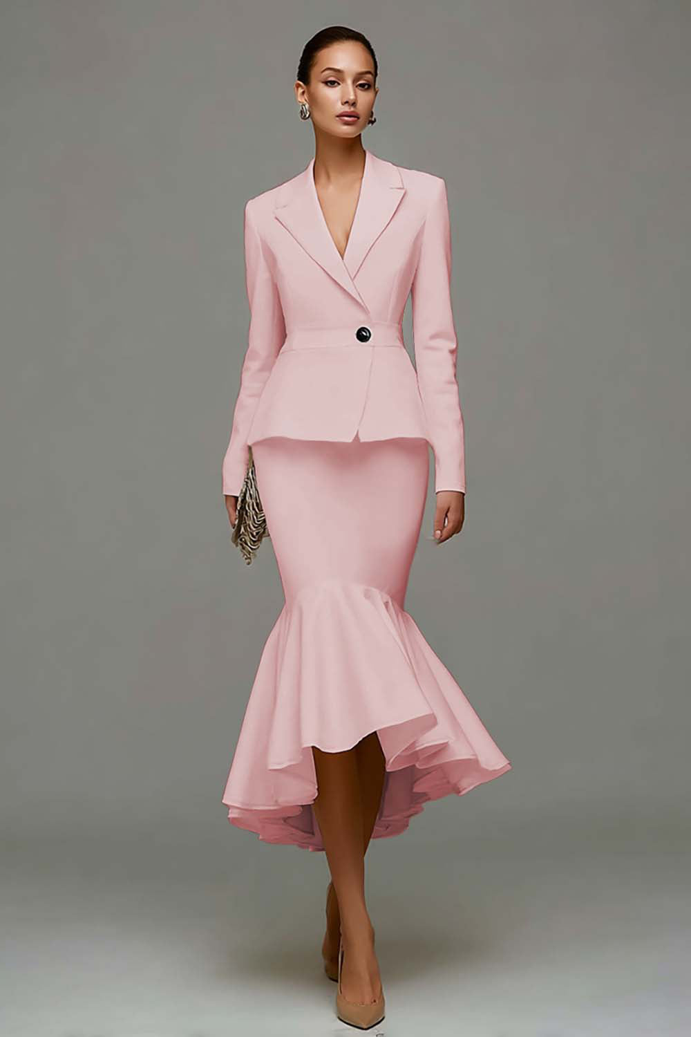 Sirène Robe de travail midi à revers en pointe ivoire