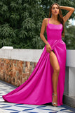 Robe A-ligne Bleu Royal Dos Nu en Satin