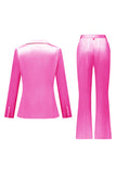 Gris rose pic revers satin slim fit femmes costumes