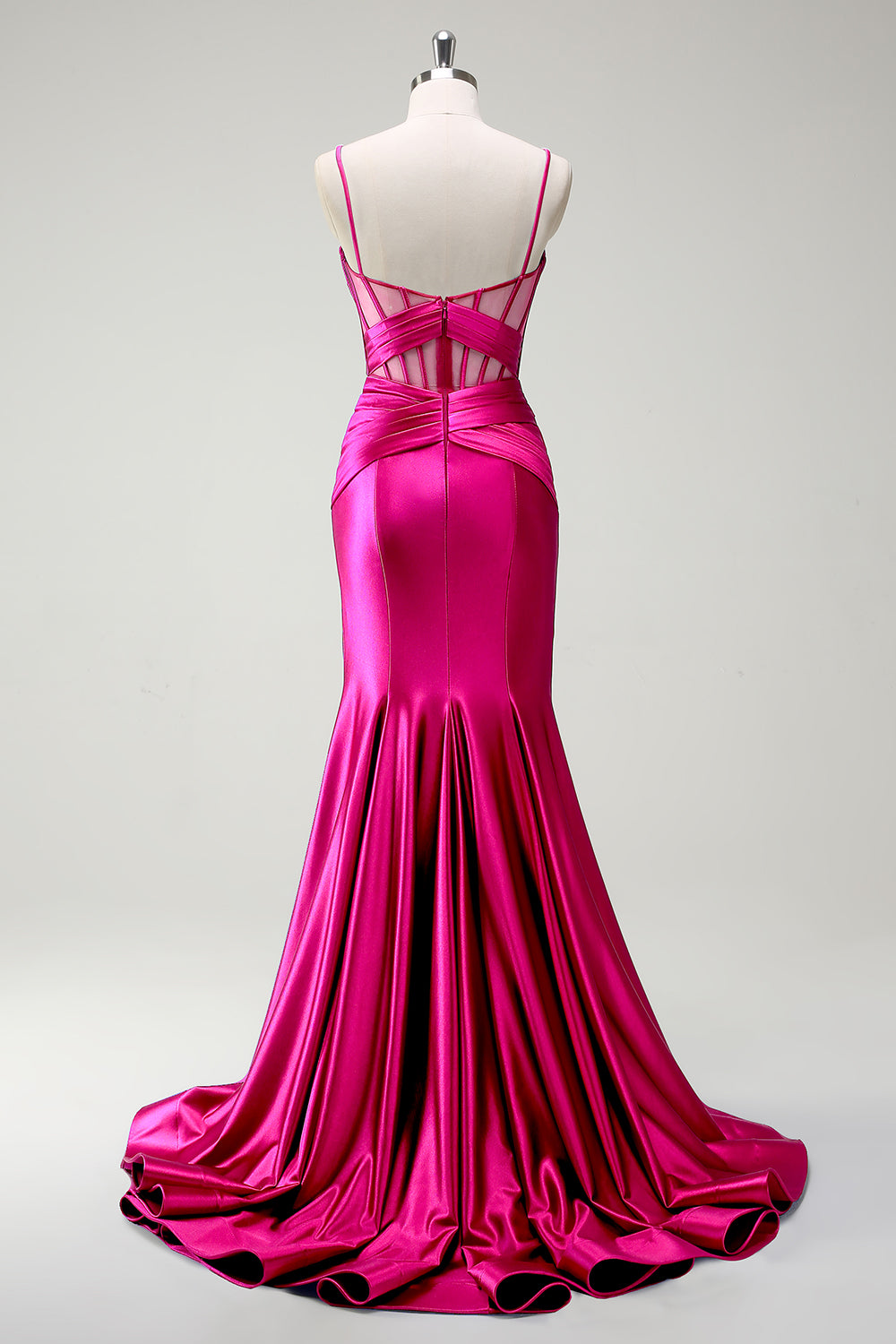 Sirène royale Spaghetti bretelles Satin Corset Robe de soirée longue avec fente