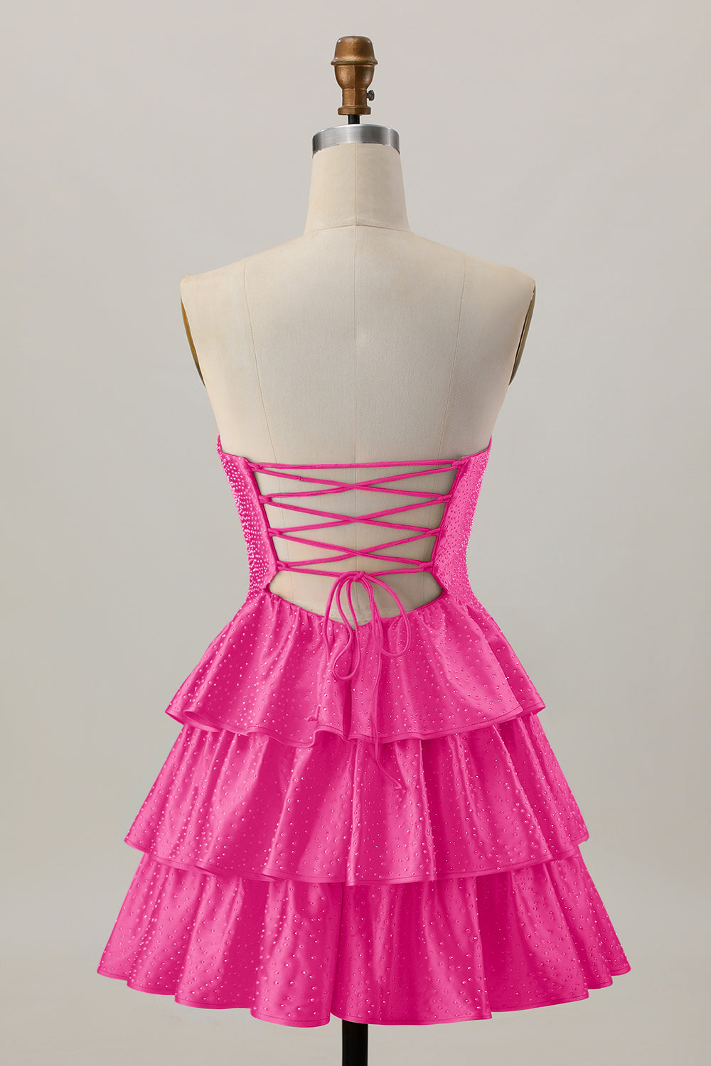 Orange sans bretelles à plusieurs niveaux Une ligne découpée Robe de cocktail avec perles