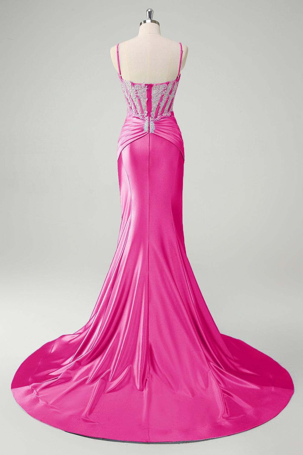 Sirène bleue spaghetti bretelles corset robe de Soirée appliquée
