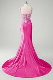 Sirène bleue spaghetti bretelles corset robe de Soirée appliquée