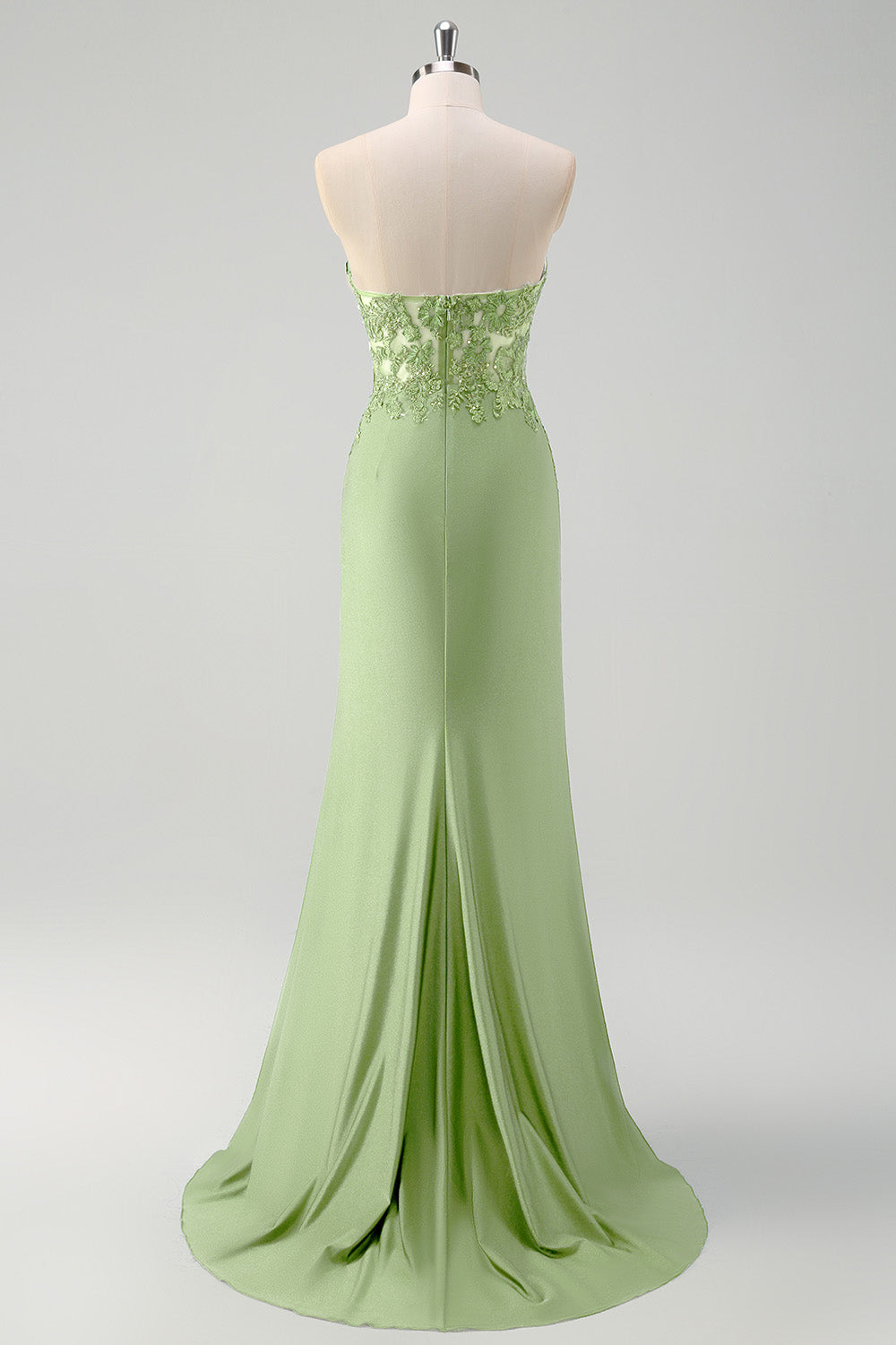 Sirène vert bustier sans bretelles découpé corset longue Robe De Soirée avec fente