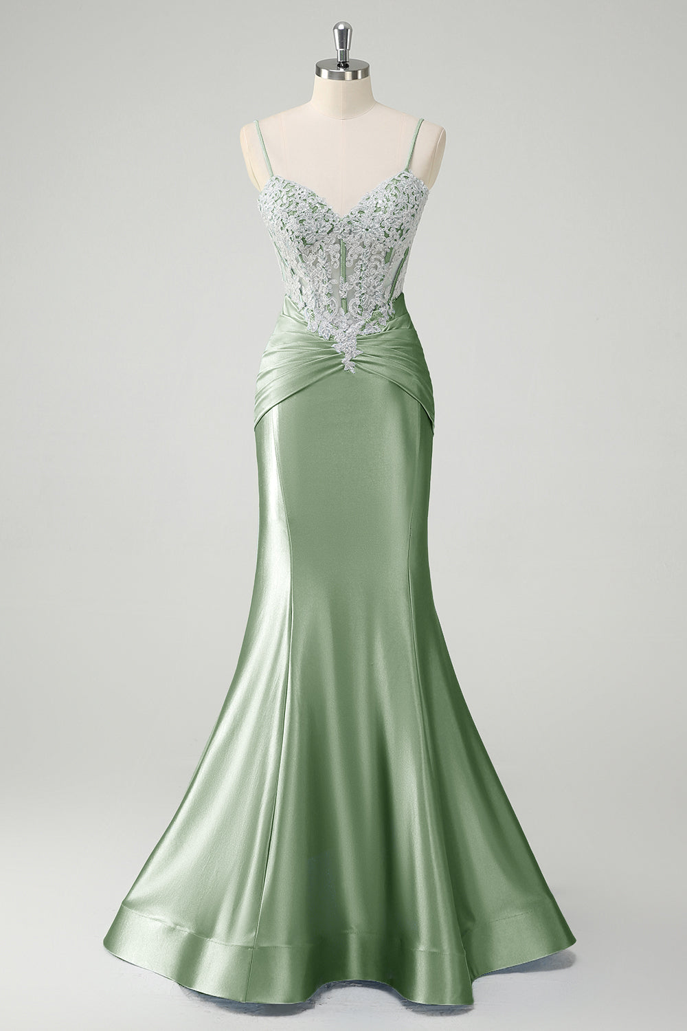 Sirène bleue spaghetti bretelles corset robe de Soirée appliquée