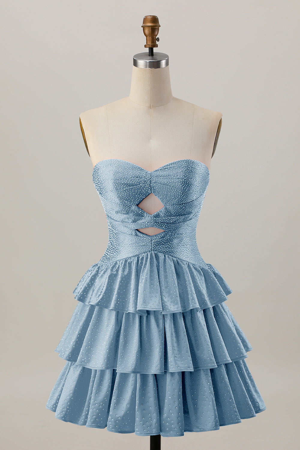 Orange sans bretelles à plusieurs niveaux Une ligne découpée Robe de cocktail avec perles