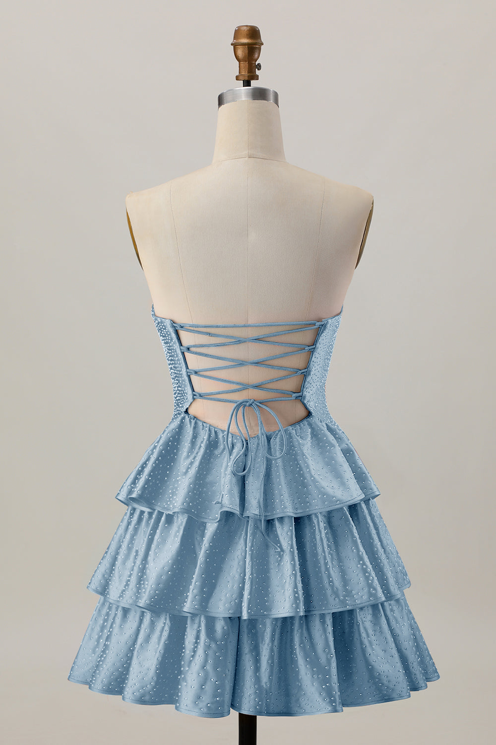 Orange sans bretelles à plusieurs niveaux Une ligne découpée Robe de cocktail avec perles