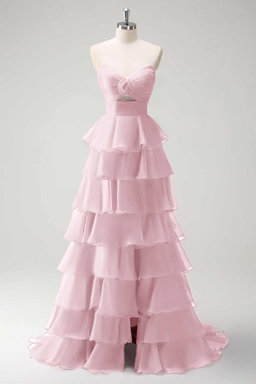 Robe De Soirée longue princesse orange à décolleté en cœur et fente