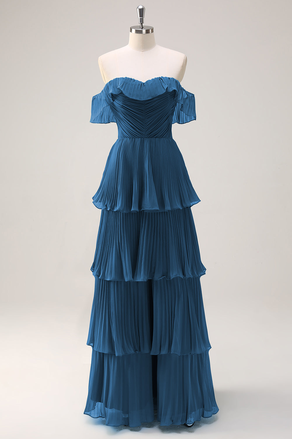 Eucalyptus Une ligne dénudée d’épaule Robe de demoiselle d’honneur plissée avec fente