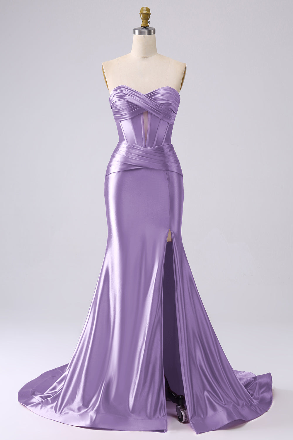 Brillant Fuchsia sirène chérie Corset longue robe de bal avec fente