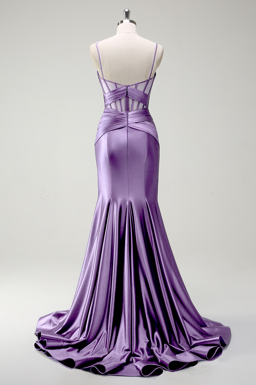 Sirène royale Spaghetti bretelles Satin Corset Robe de soirée longue avec fente