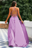 Robe A-ligne Bleu Royal Dos Nu en Satin
