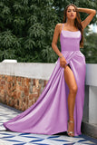 Robe A-ligne Bleu Royal Dos Nu en Satin