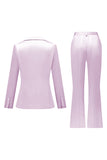 Gris rose pic revers satin slim fit femmes costumes