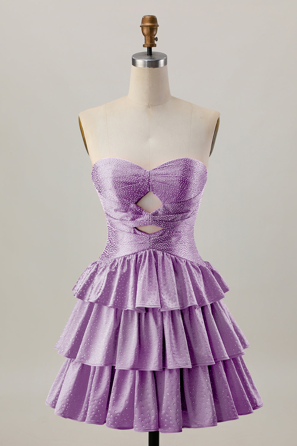 Orange sans bretelles à plusieurs niveaux Une ligne découpée Robe de cocktail avec perles