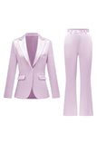 Gris rose pic revers satin slim fit femmes costumes