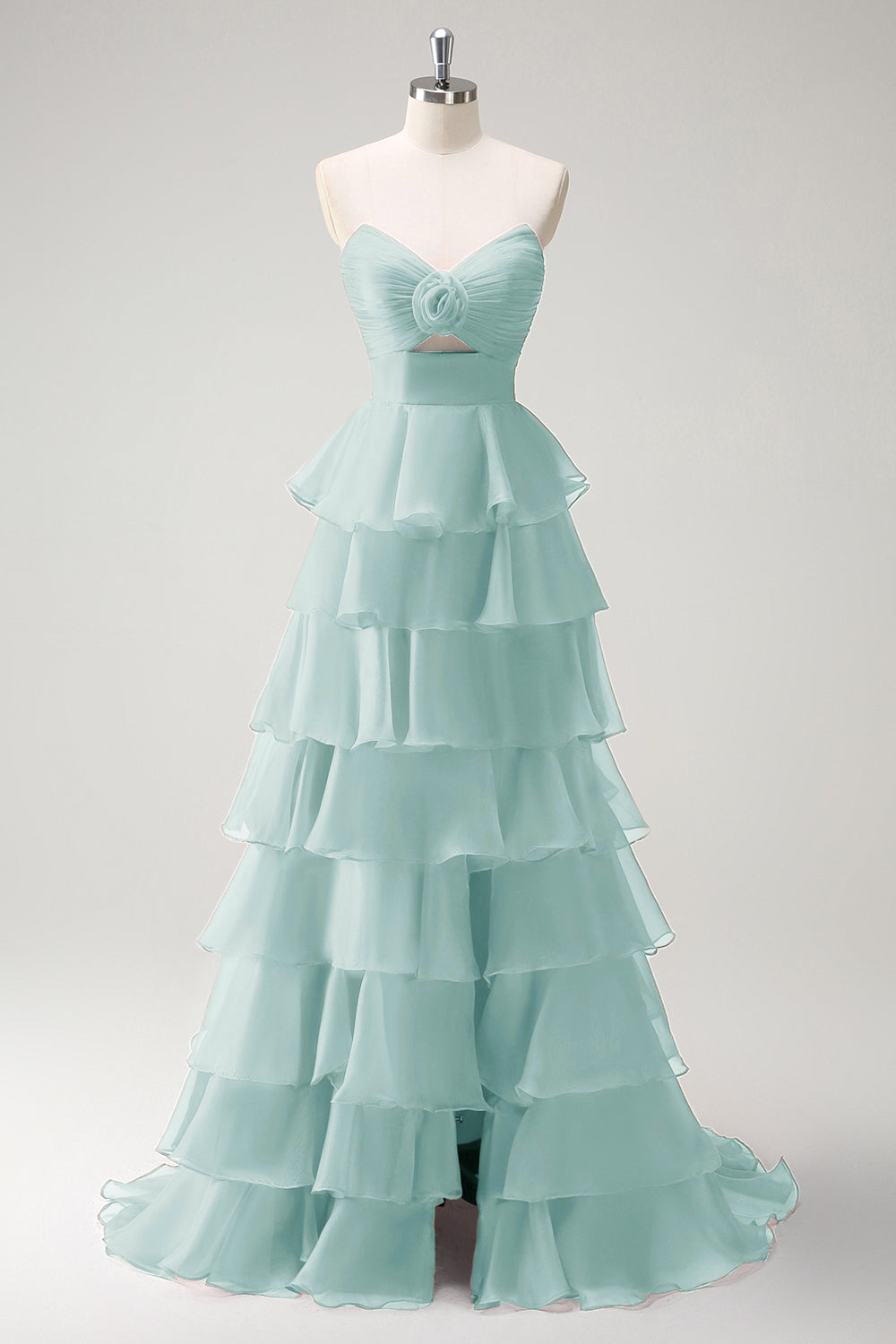 Robe De Soirée longue princesse orange à décolleté en cœur et fente