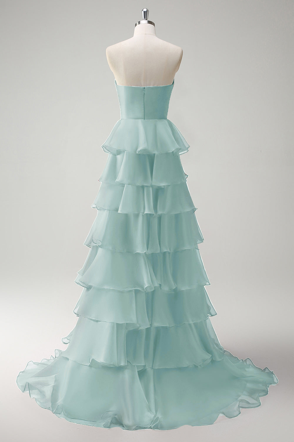 Robe De Soirée longue princesse orange à décolleté en cœur et fente