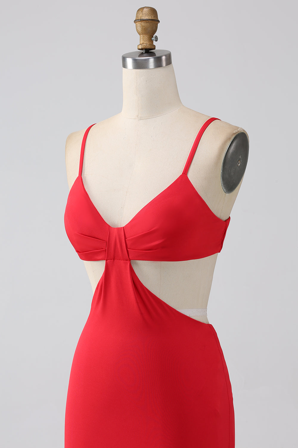 Bretelles spaghetti sirène dos nu rouge robe de bal