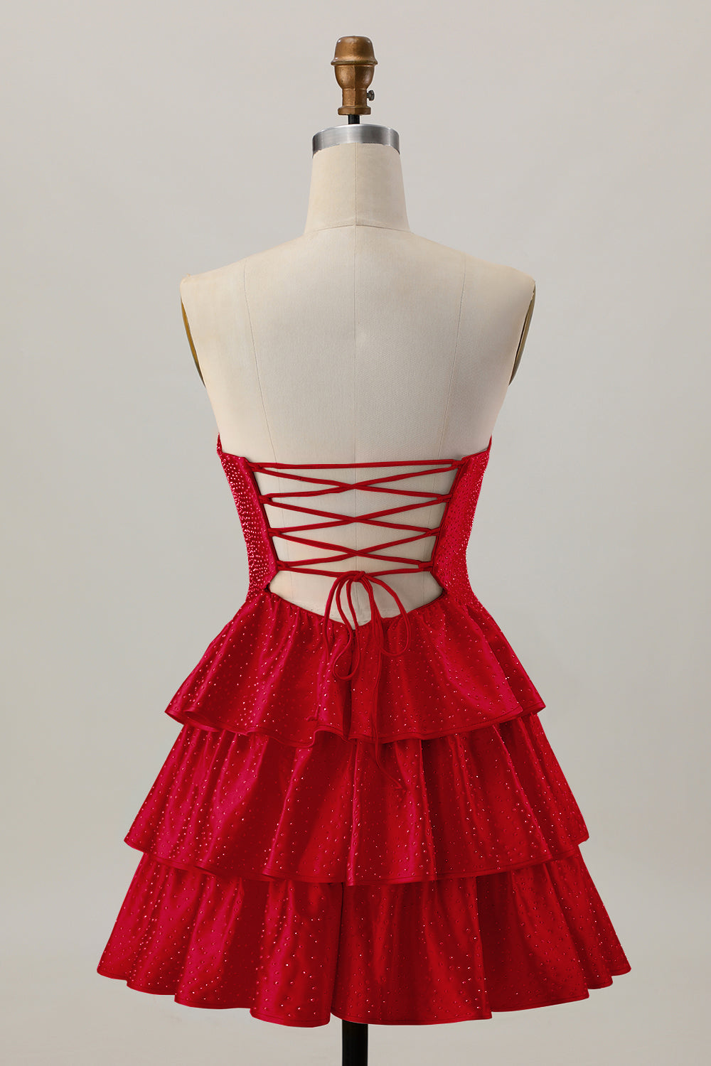 Orange sans bretelles à plusieurs niveaux Une ligne découpée Robe de cocktail avec perles