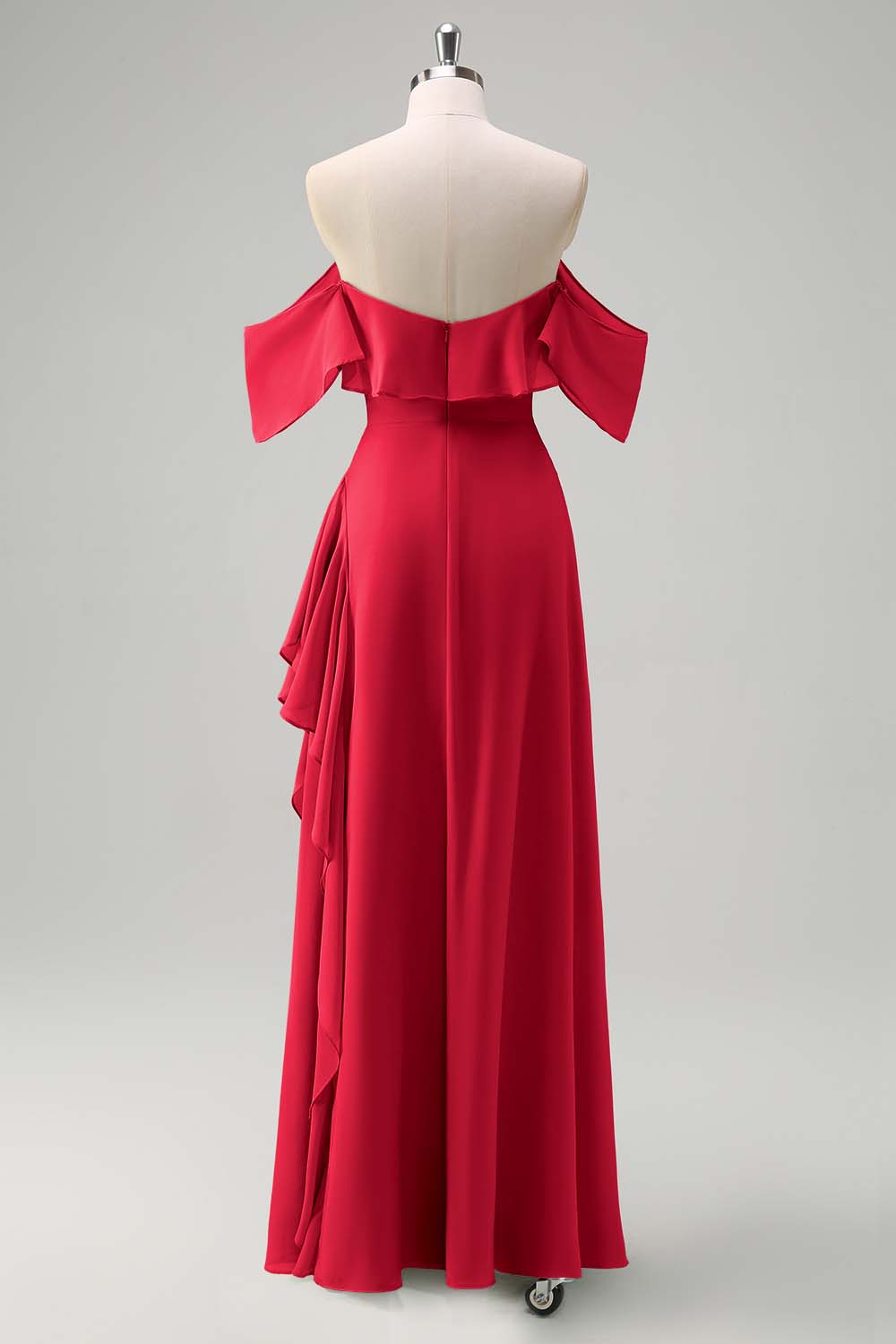 Robe de demoiselle d’honneur longue sirène vert clair à épaules dénudées avec fente à volants