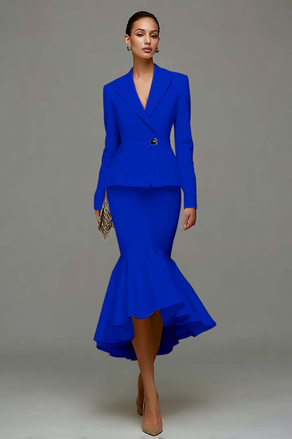 Sirène Robe de travail midi à revers en pointe ivoire